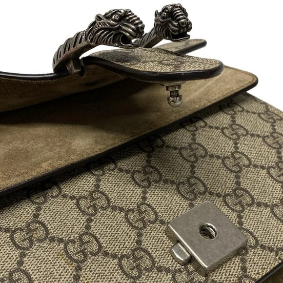 Auth GUCCI Dionysus GG Supreme Mini Bag 421970 Beige Brown PVC Suede - Picture 11 of 16
